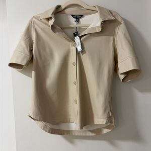 Beige, Faux Leather Top